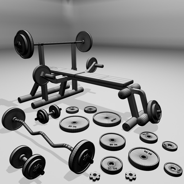 3d realistic exercise machine bench press - Workout Bench by Working Lens Productions